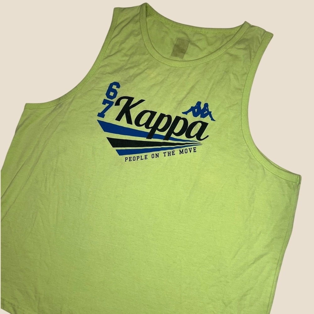Kappa Mens Graphic Tank Top Lime Green Omini Logo People On The Move XL
